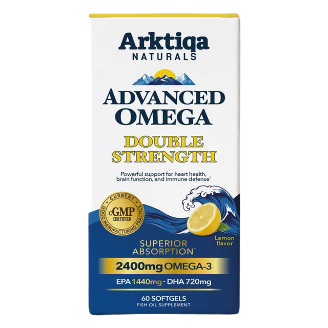 Advanced Omega Double Strength box, front — 2400 mg Omega-3, 60 softgels